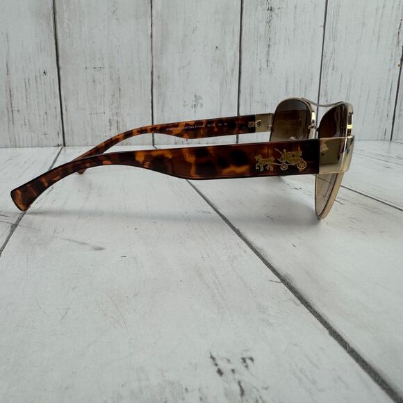 Coach Light Gold Dark Tortoise Aviator Olivia Sunglasses with Case Designer - Picture 6 of 14